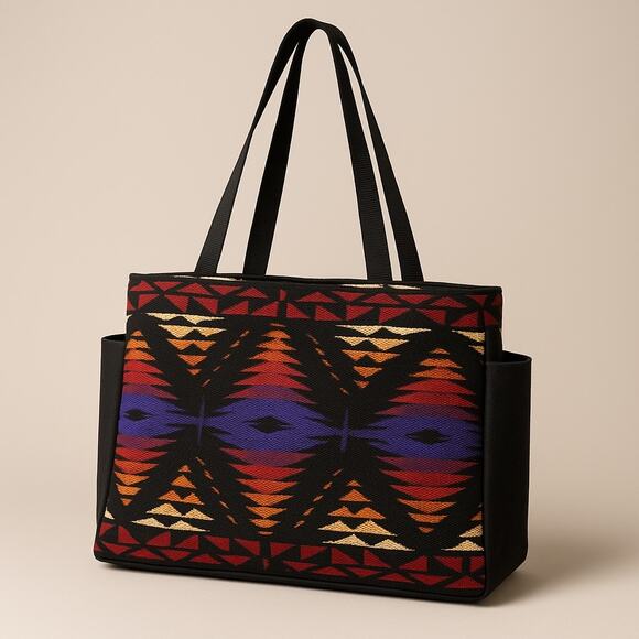 Pendleton Wool Southwestern Blanket Bag Aztec Carry All Cross Body Black Rare OS